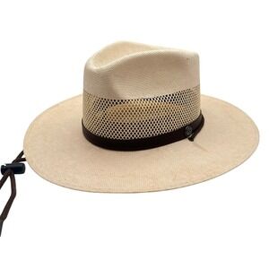 Stetson Lodge Natural Straw Hat Mens Size S Beige‎ Brown Woven Mesh Outdoors